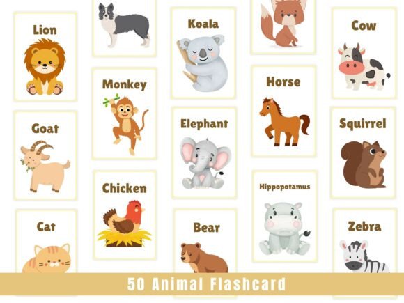 50 Animal Flashcard for Preschool: A Hands-On Learning Toolkit