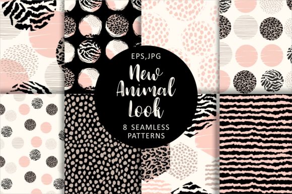 8 Abstract Geometric Animal Patterns: Modern Design Assets