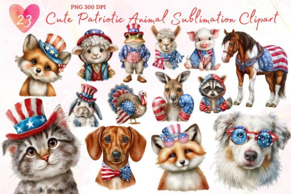Adorable Patriotism: The Cute 4th of July Animal Clipart Set