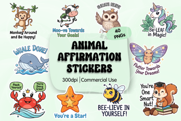 Animal Affirmation PNG Bundle: Instant Creative Joy