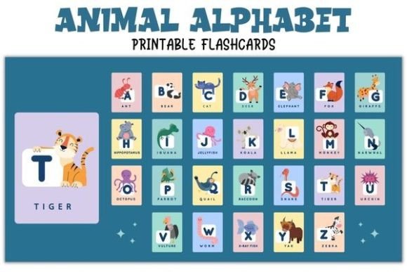 Animal Alphabet Printable Flashcards: A Design Asset for Engaging Visuals