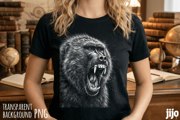Baboon Primate Animal Teeth PNG: Bold Design for Creators