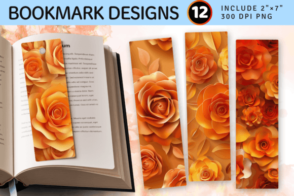Capturing Autumn's Charm: The 3D Orange Roses Bookmark