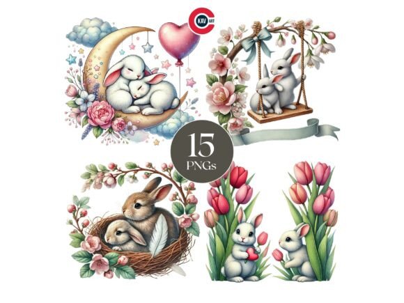 Cute Bunny Couple Love Clipart: Whimsical Romance for Your Designs