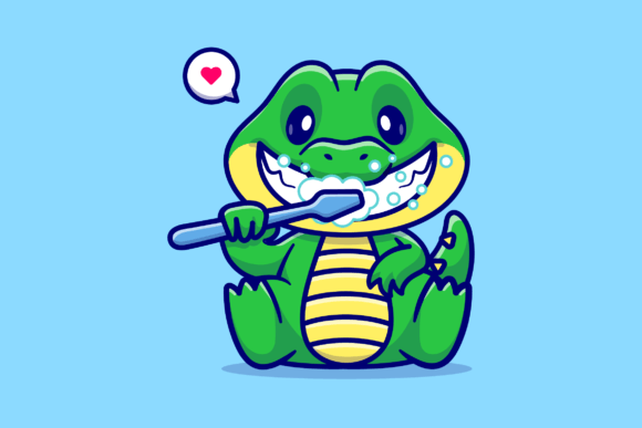 Cute Crocodile Brushing Teeth Cartoon: A Healthy Dose of Design Charm