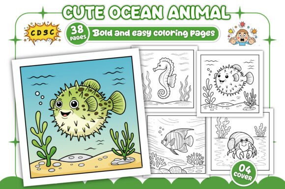 Cute Ocean Animal Coloring Book for Kids: A Creative Asset for Educators and Designers