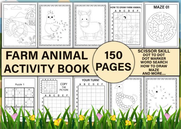 Farm Animal Activity Book Vol-1: A Complete Design Asset for KDP Publishers