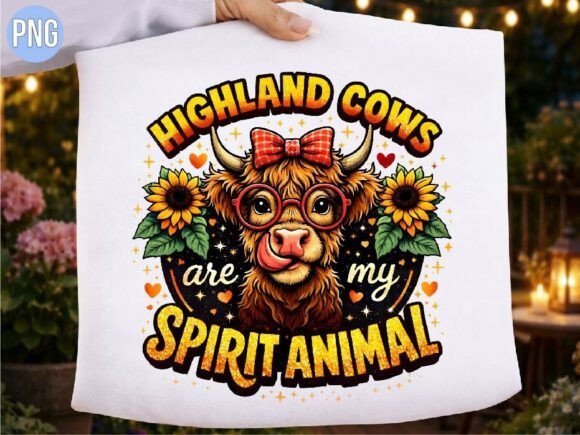 Highland Cow Spirit Animal Sunflower PNG: A Designer's Go-To Asset