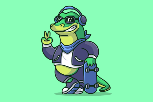 Meet the Cool Crocodile with Skateboard: A Playful Vector Icon