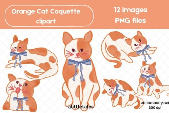 Orange Cat Coquette Clipart: Playful Designs for Creative Projects