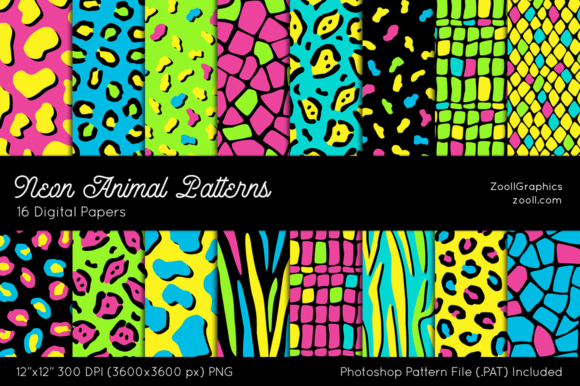 Unleashing Vibrant Creativity with Neon Animal Digital Papers