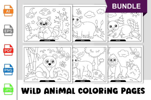 Wild Animal Coloring Pages for Kids-2: A Creative Asset for Young Minds